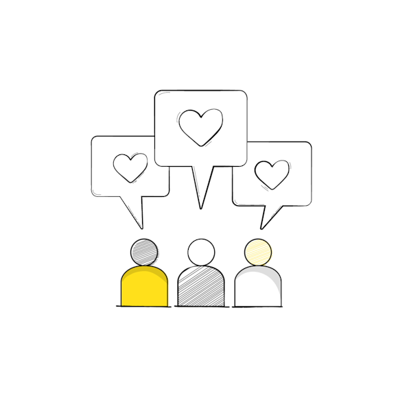 three customers with like notification above them