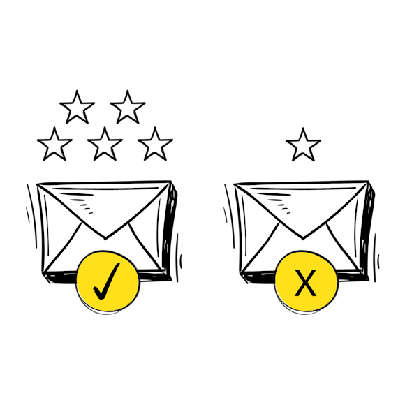 Icons representing a positive and bad IP reputation