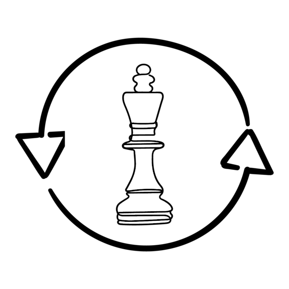chess piece with circle of arrows around it