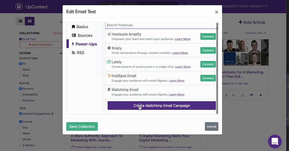 image of Creating an e-mail campaign in UpContent