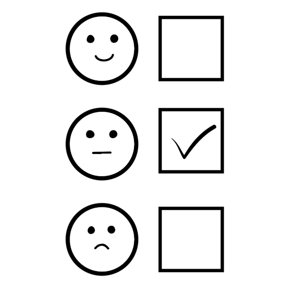 customer survey, happy sad and neutral 