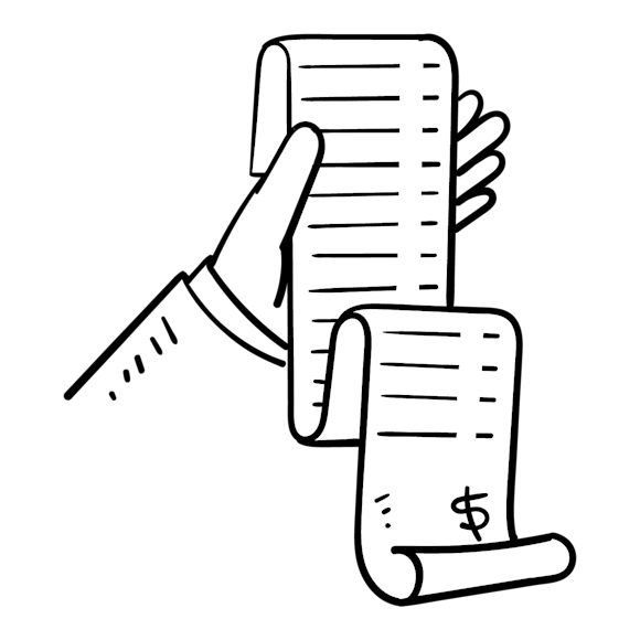 hand holding a long receipt