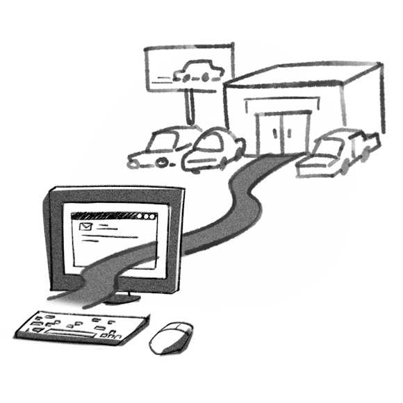 Computer and a car dealership