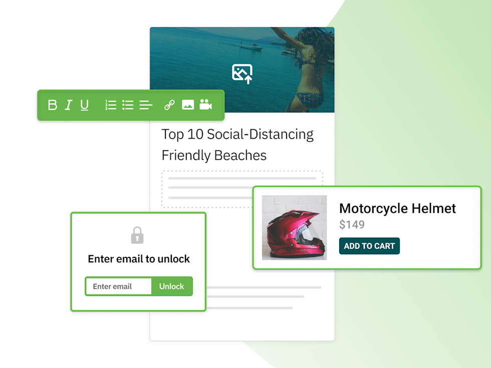 Image of a newsletter that says "Top 10 Social-Distancing Friendly Beaches" 