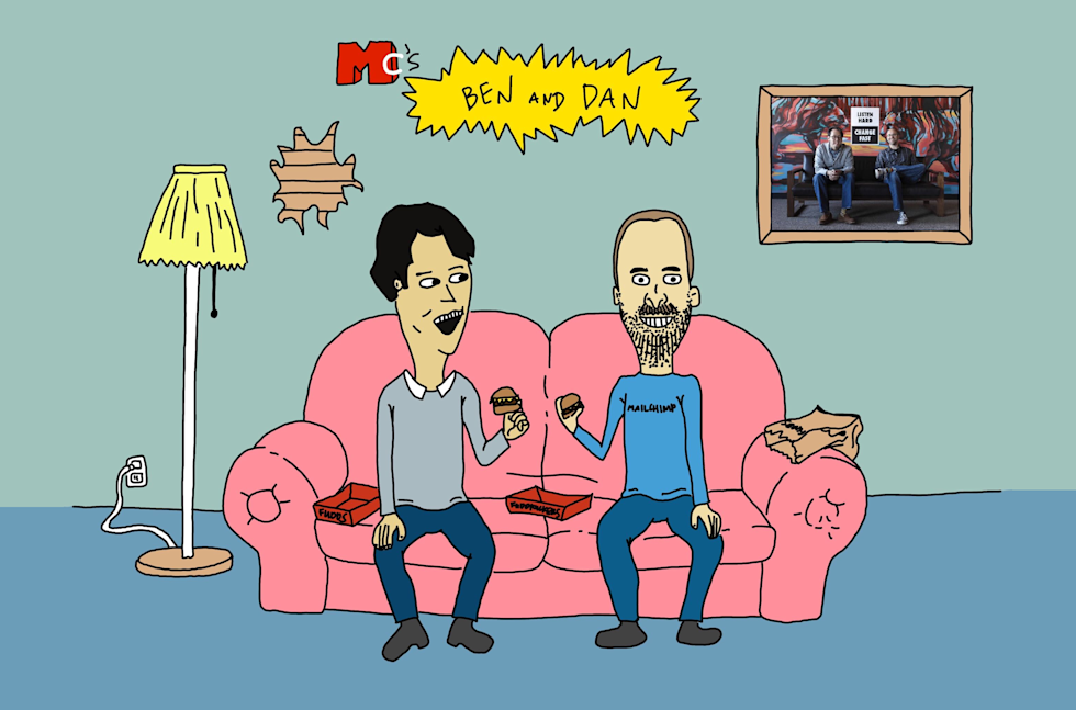 An illustration of Ben and Dan drawn as Beavis and Butthead