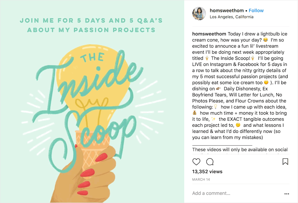 An image of Lauren's Instagram ad. 