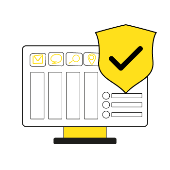 computer screen with a checkmark security badge showing a secure website 