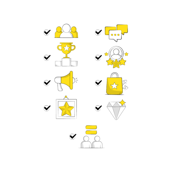 Checklist with different graphic elements representing the key components of brand alignment