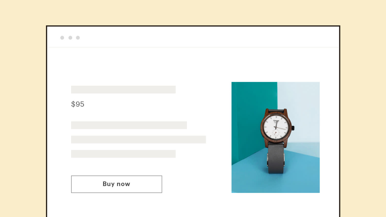 Example of a product page with a watch for sale