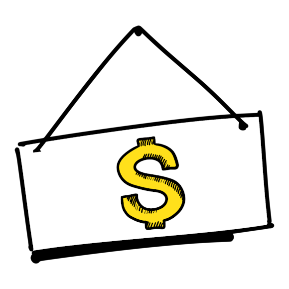 sign with dollar sign on it