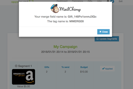 Screenshot of the Appyreward integration 