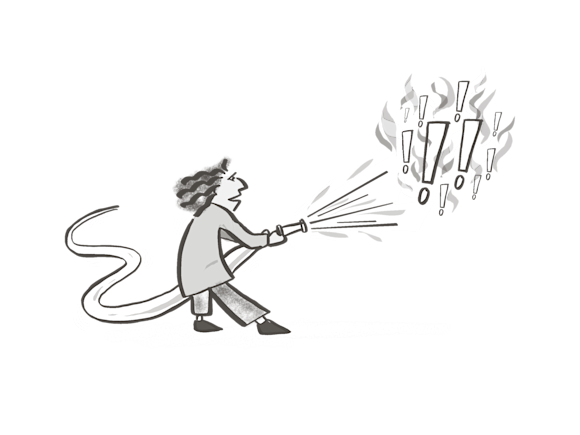 Person with hose spraying fire