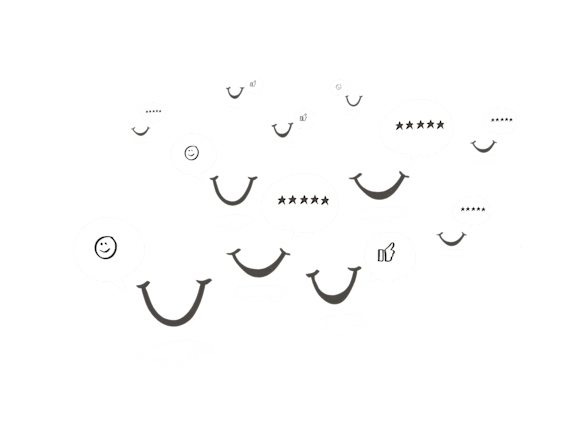 Smiling faces and positive reviews