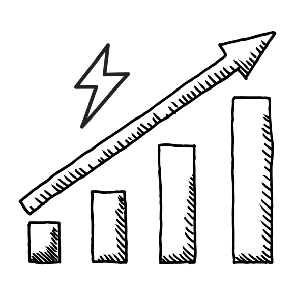 Graphic of an upward bar graph