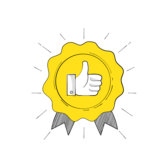 Ribbon with a thumbs up in the center