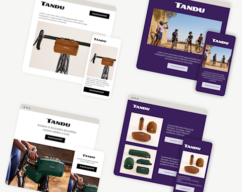 Una gamma di siti web di e-commerce integrati in Mailchimp con diverse variazioni di brand.