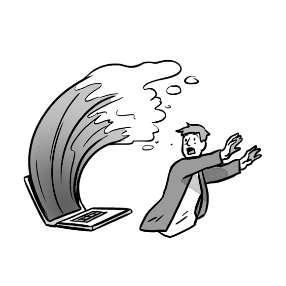 Wave coming out of a laptop screen