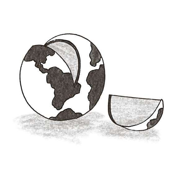 Abstract image of a globe with a slice taken out