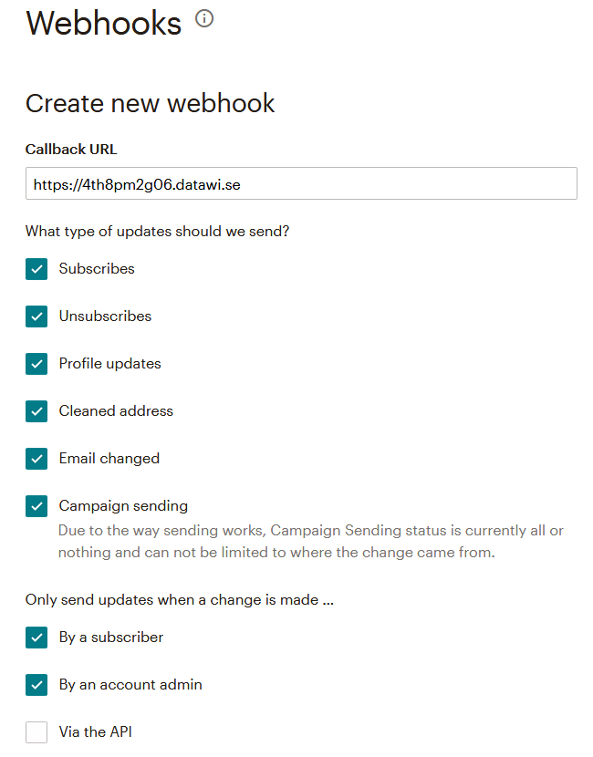Image of create Webhooks options