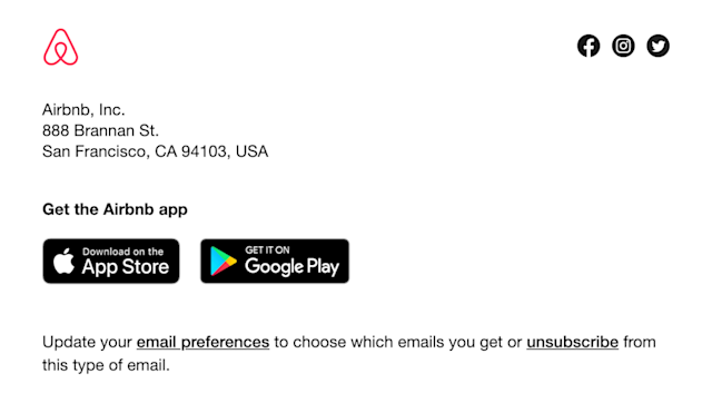 Airbnb email footer