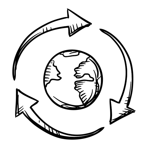 earth in the middle of revolving arrows