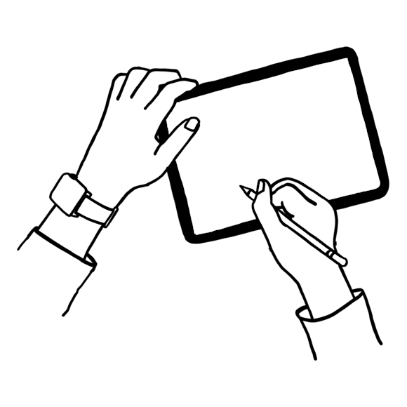 Icon of person writing on tablet