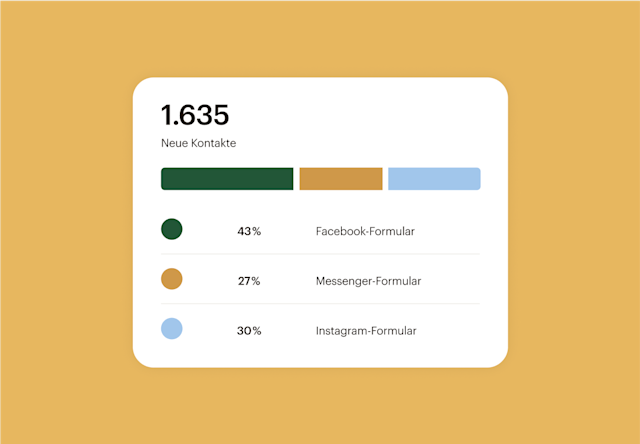 Das Dashboard von Mailchimp zeigt die Anzahl der neuen Kontakte und den prozentualen Anteil der Lead-Erfassung durch Tiktok-Formulare an.
