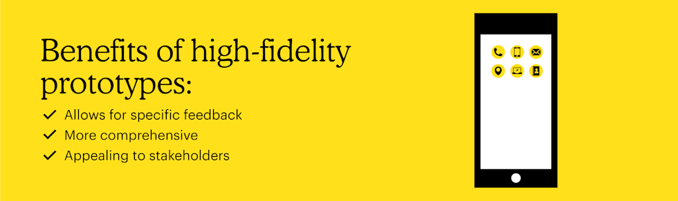 Graphic with headline: Benefits of high-fidelity prototypes