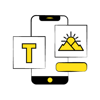 alt text definition - tablet or smartphone illustration with text and image overlay