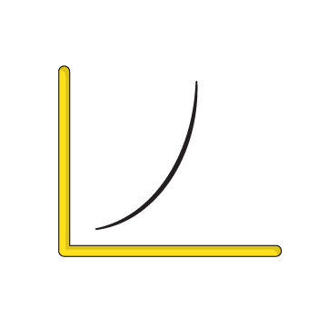 market demand - Simple line drawing of two L-shaped yellow and black corner brackets shown side by side