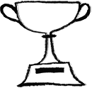 Simple black line drawing of a trophy cup with two handles and a rectangular base