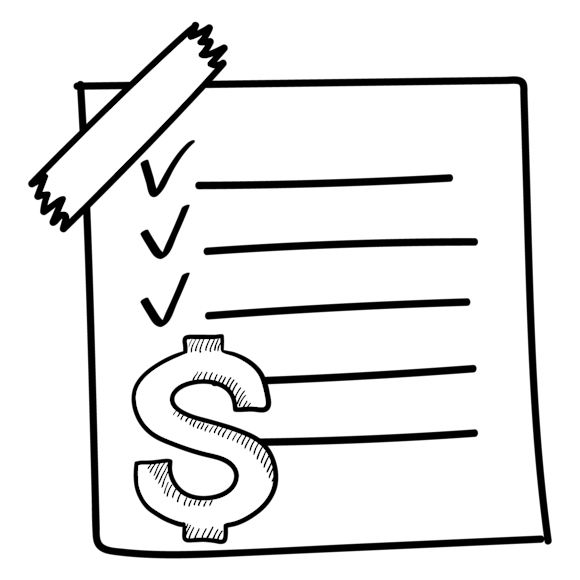 Checklist with money symbol