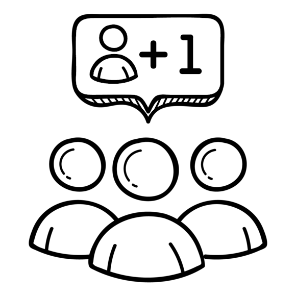 group of people with a new follower notification