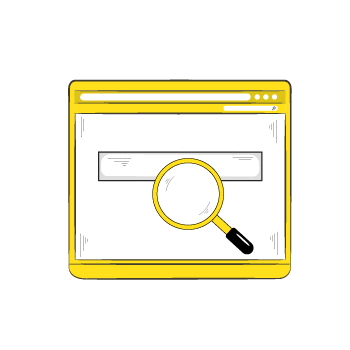 add a blog - Browser window with search bar and yellow magnifying glass icon