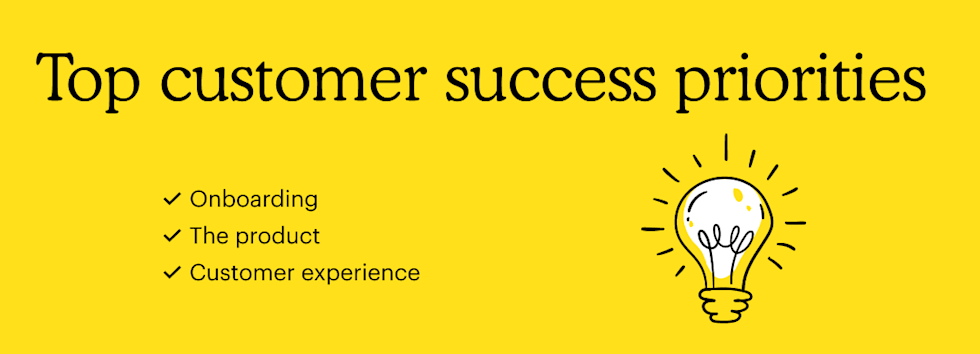 Top customer success priorities include: onboarding, the product and customer experience.
