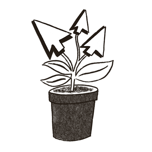potted plant with cursor leaves
