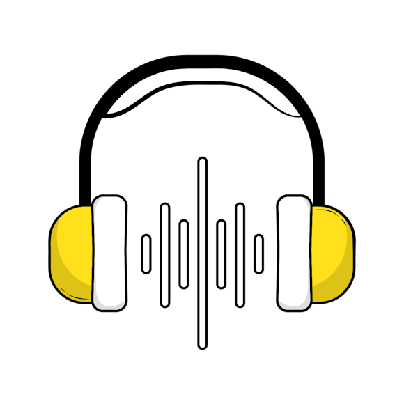 Types of audio files - Stylized headphones icon with yellow ear cups and white sound wave pattern