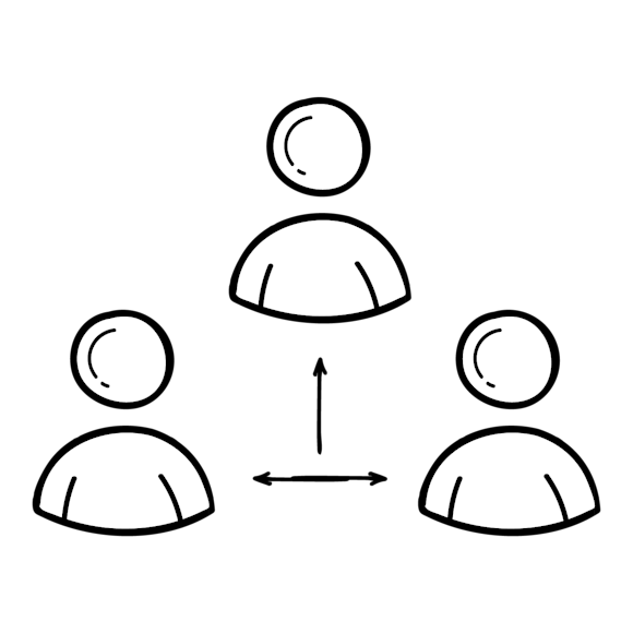 Graphic showing hierarchy between three people.