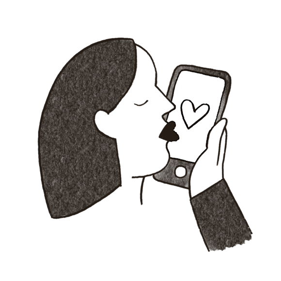 Woman in love with her phone