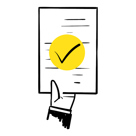 hand holding paper with check mark