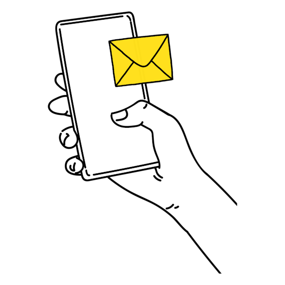 hand holding a phone with an email on in