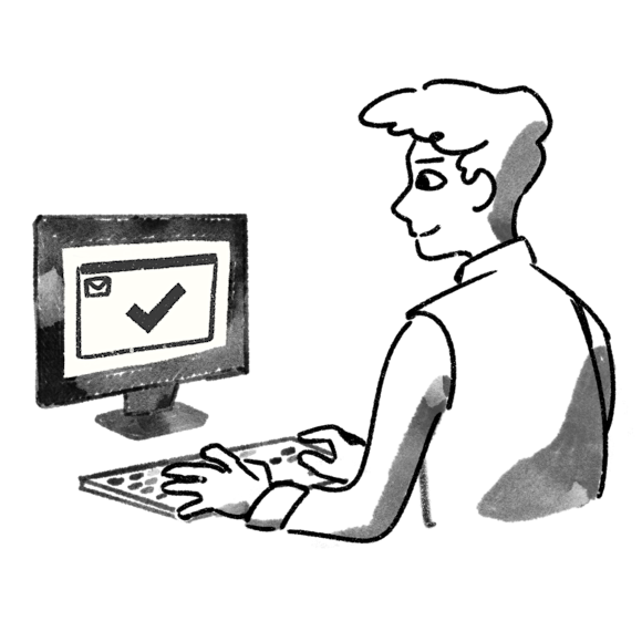 Man receiving a booking confirmation email