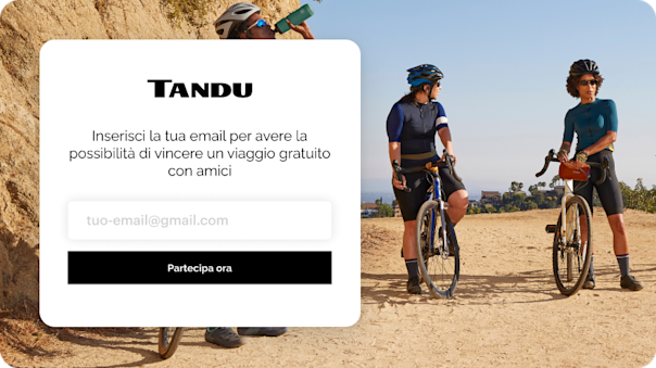 Un modulo popup incorporato in un sito web di marketing, che offre ai visitatori la possibilità di ricevere un omaggio promozionale se si iscrivono agli aggiornamenti di email marketing. Utilizzando moduli come questo, le aziende possono aumentare la loro lista di contatti senza alcuno sforzo manuale.