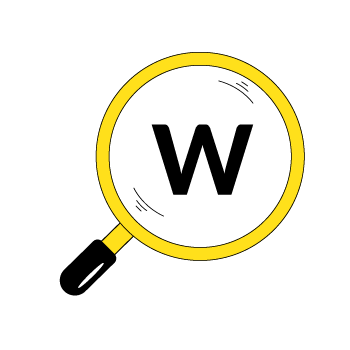 increase your reach - magnifying glass icon over the black letter "w" 