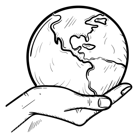 hand holding the earth