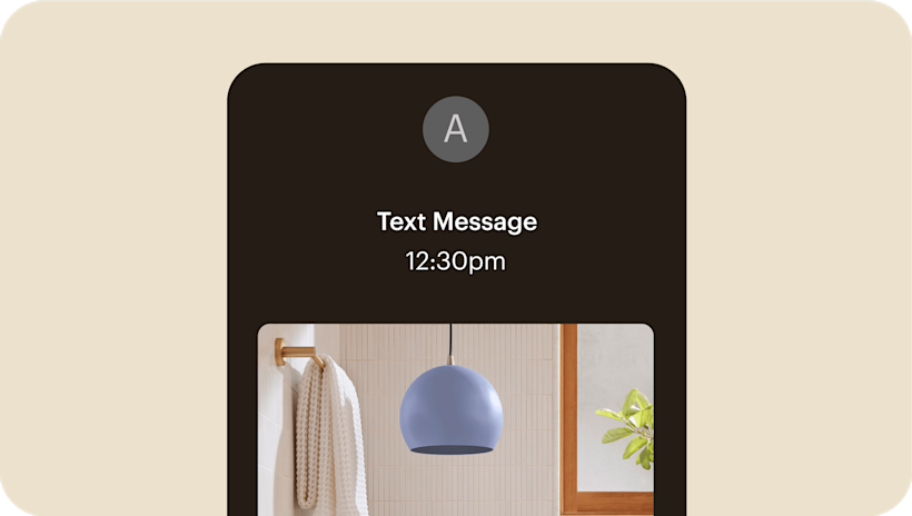 Image of an abstract SMS interface from the fictitious brand Assembly. The visual demonstrates how users can learn about best practices for SMS campaigns and how to leverage them successfully. 