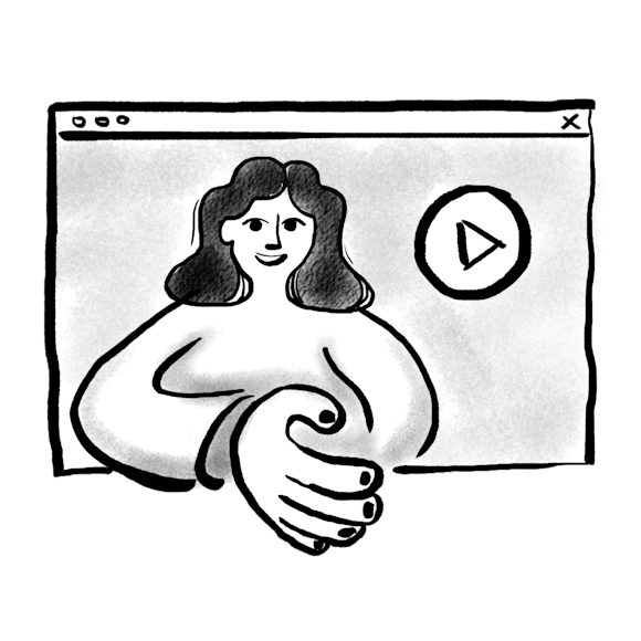 Video with woman reaching out for a handshake