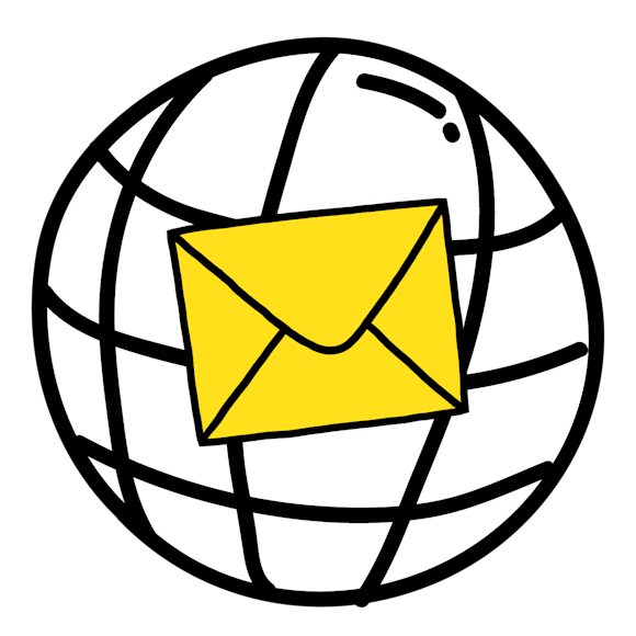 Email in front of globe