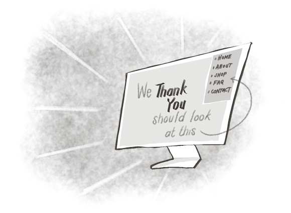 Menu on thank you page