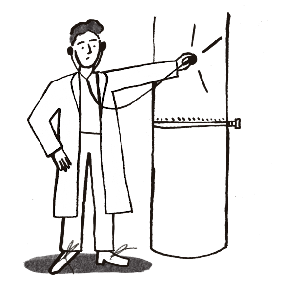 Man monitoring a pipe with a stethoscope